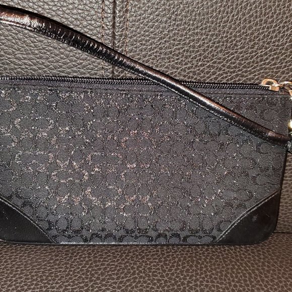 Coach Wristlet Black w/Sparkly Small Logo - Gently Used - Picture 1 of 4